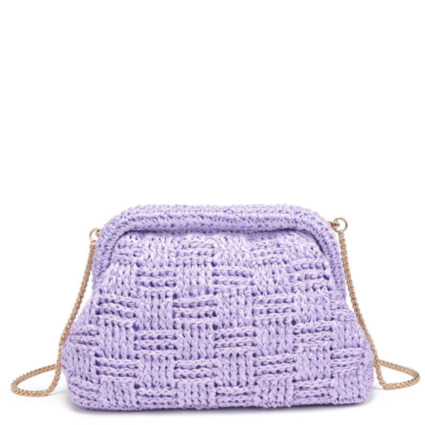 Lavender_woven_handbag_with_a_gold_chain_on_a_white_background.png Annie Clutch